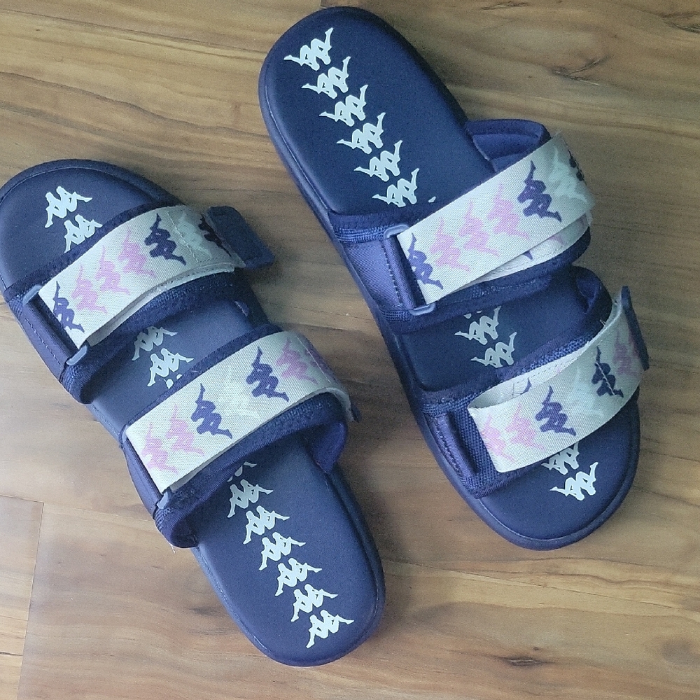 Kappa Navy and Beige Slide Sandals